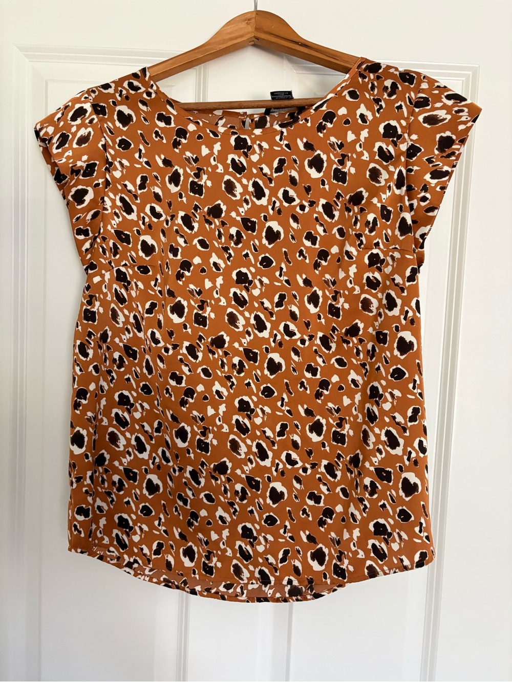 Rachel Zoe Rust Animal-Print Cap Sleeve Blouse